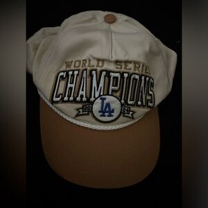 Dodgers Los Angeles World Series Champions LA Baseball Cap - Cream & Brown